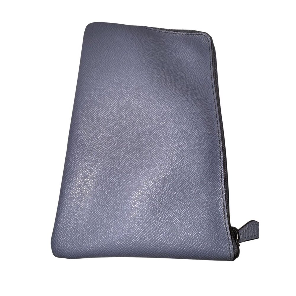 Coach New York Blue Leather Zip Pouch Bag - Picture 2 of 5